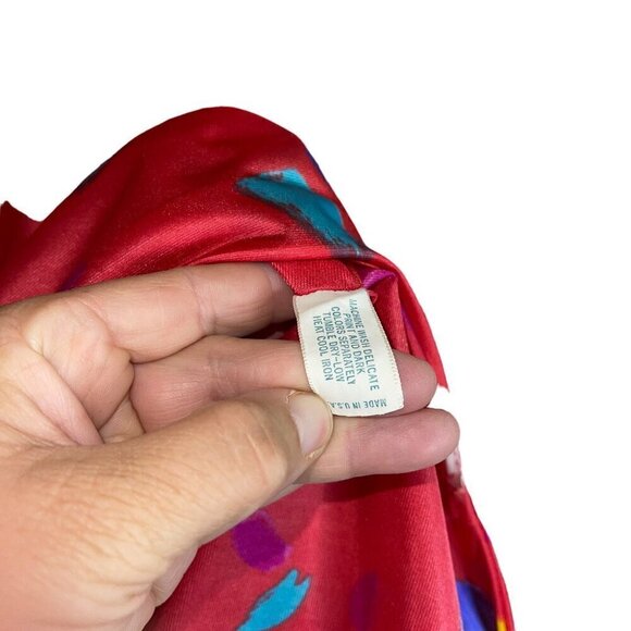 Vanity Fair Vintage 80s Womens Nightgown Robe Set Size S Red Brush Stroke Print - Picture 5 of 10